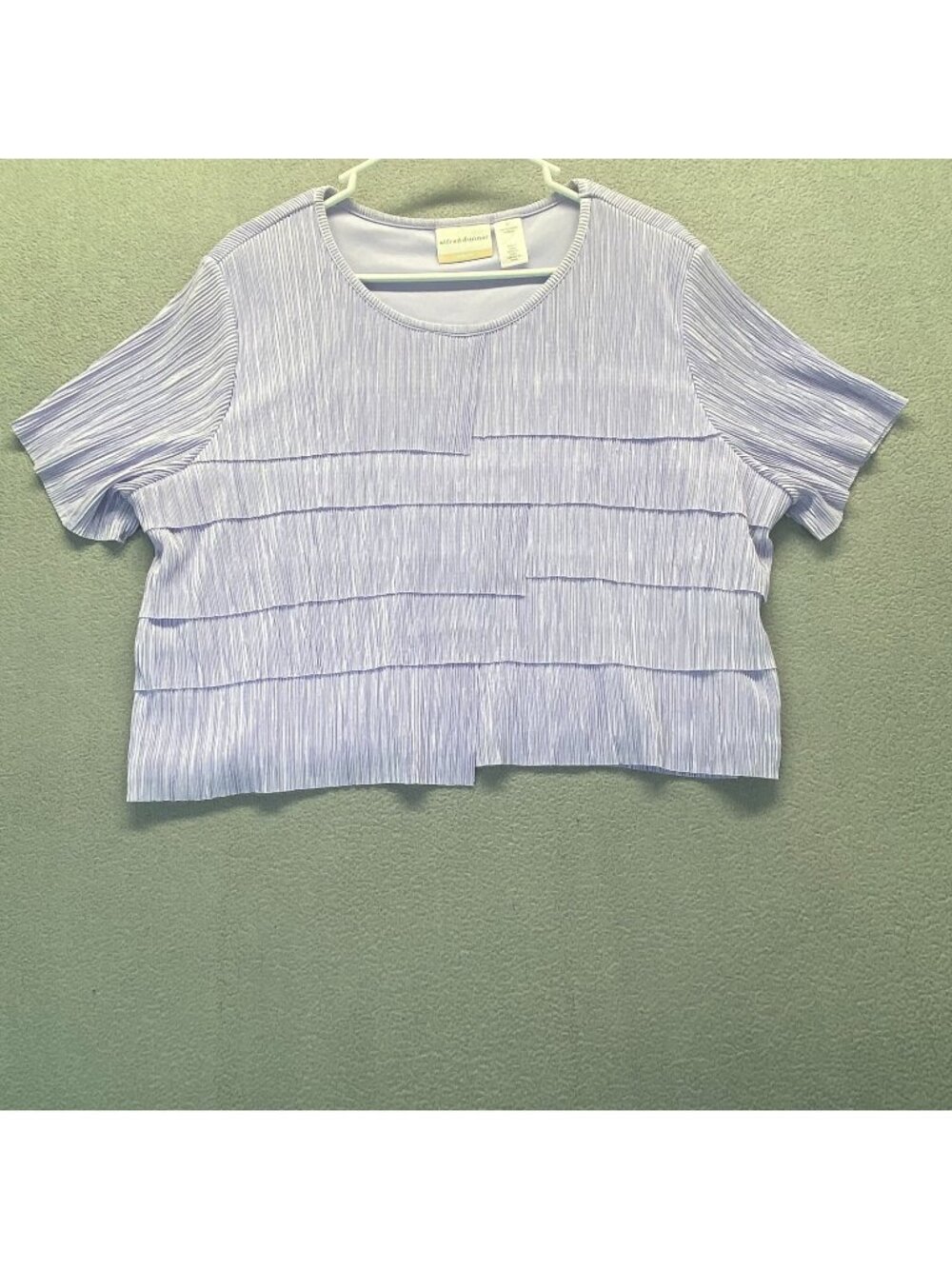Alfred Dunner Womens PurpleTextured Layered Classic Casual Short Sleeve Size 1X